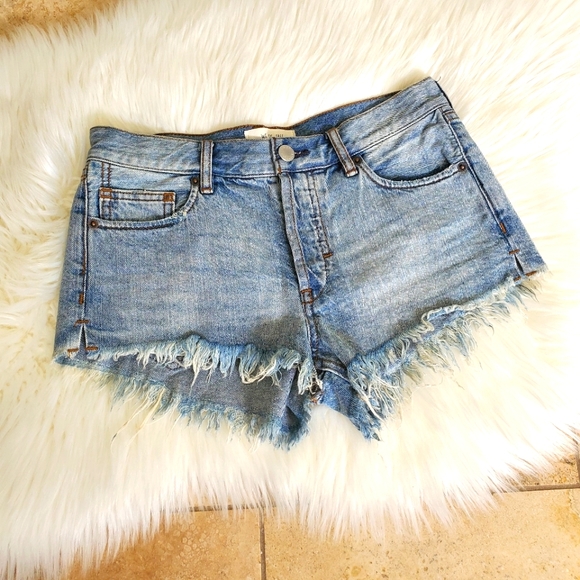 Free People Pants - We The Free Denim Button Fly Shorts Cut off Distressed Size 25
